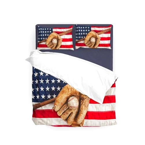 SHINICHISTAR American Flag Baseball Comforter Set for Teens Full Size Sports BOY Bedding Set