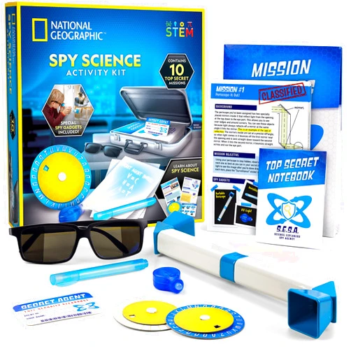 Blue Marble NATIONAL GEOGRAPHIC Spy Science Kit - Kids Spy Activity Set, Complete 10 Secret Spy Missions with Spy Gadgets for Kids and Spy Gear, Kids Detective Kit, Science Kits for Kids, Pretend Play