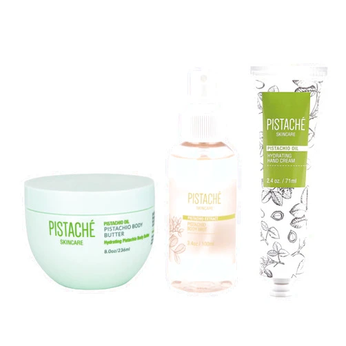 Pistaché Skincare Pistachio Oil Worth the Hype Trio Set + Whipped Body Butter + Hand Cream + Body Mist + Moisturizing + Softening + Vitamin E + Antioxidant Protection