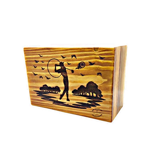 A-F LUXURY HANDICRAFTS Urn for Human Ashes Adult Handcrafted Playing Wolf in Golf Design Beautifull Wooden Urn Home Decorable Urn Box Ideal for Gift by A-F Luxury Handicraft