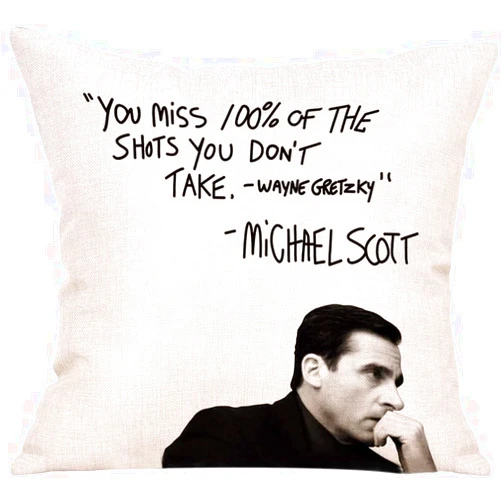 FBCOO Farmhouse Quote Decorative Throw Pillow Cover, Funny Michael Scott Cushion Case Decor Sign, Seasonal Home Square Pillowcase Sofa Couch Decoration 16x16 for The Office
