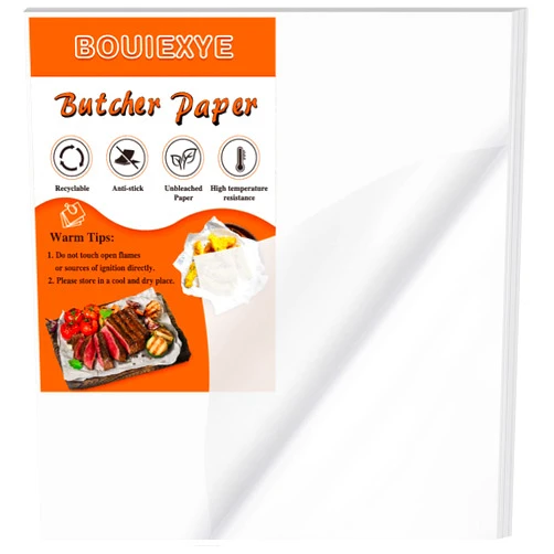 Bouiexye 50 Pieces White Butcher Paper Disposable Butcher Paper Sheets 12 x 12 inch Square Meat Sheet Precut Butcher Paper No Wax Butcher Paper for Wrapping Meat Sublimation Heat Press