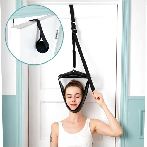 Soulern Cervical Neck Traction Device for Home Use, Portable Neck Stretcher Neck Hammock for Neck Pain, Over The Door Cervical Traction Device for Neck Decompression, Home Physical Therapy