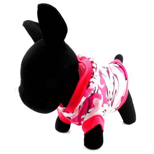 SELMAI Camo Pet Tee Shirts Dog Hoodies Camouflage Print Pink Dog Clothes Small Cat Puppy XS