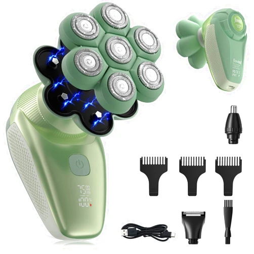 Flowind 3-in-1 Groomer Shaver for Men, Bald Head Shaver & Beard Trimmer, Men’s Electric Shavers Wet/Dry IPX7 Waterproof, 120-Min USB Rechargeable Razor for Face & Body, Ideal Grooming Gift Set for Men