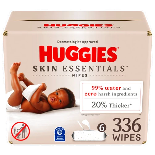 Huggies Skin Essentials Baby Wipes, Hypoallergenic, 99% Water, 6 Flip Top Packs (336 Wipes Total)
