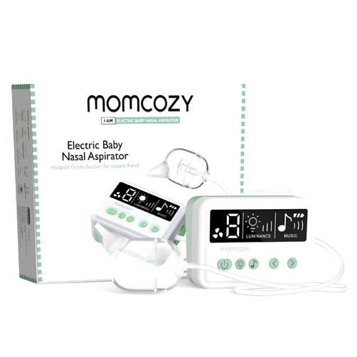 Momcozy Nasal Aspirator for Baby, [Hospital Grade] 70kPa Electric Nose Aspirator for Toddler, Baby Nose Sucker with 9 Suction Levels, Automatic Nose Cleaner with 3 Silicone Tips, 9 Music and 3 Lights