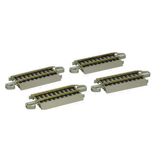 Bachmann Trains - Snap-Fit E-Z TRACK 3” STRAIGHT TRACK (4/card) - NICKEL SILVER Rail With Gray Roadbed - HO Scale