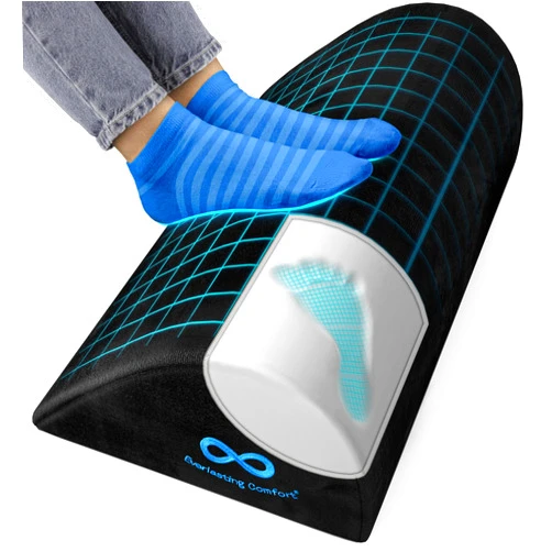 Everlasting Comfort Foot Rest for Under Desk at Work - Memory Foam Office Foot Stool & Under Desk Footrest Leg Elevation Pillow for Gaming & Home Office, Supports Posture