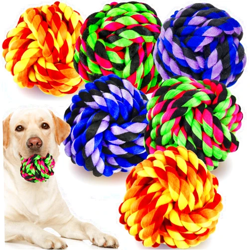 LosFong Large Dog Chew Toys for Aggressive Chewers, 6 Pack Almost Indestructible Dog Balls for Large Dogs, Heavy Duty Dental Cotton Dog Rope Toy for Medium Dogs, Puppy Teething Chew Toys