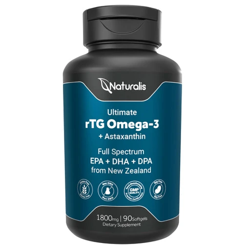Naturalis Ultimate rTG Omega 3 Fish Oil 1800mg from Wild New Zealand Tuna - Full Spectrum Omega3s EPA, DHA & DPA - Sustainably Sourced, Non-GMO, Gluten Free - 90 Softgels