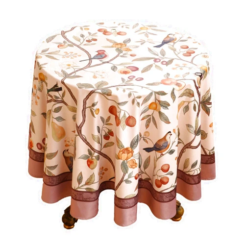 Bilin gaier Floral Table Cloth for Rectangle Tables,French Premium Velvet with Bird and Fruit Pattern Tablecloth,Decor for Kitchen,Parties,Banquets,Thanksgiving,New Year, 55