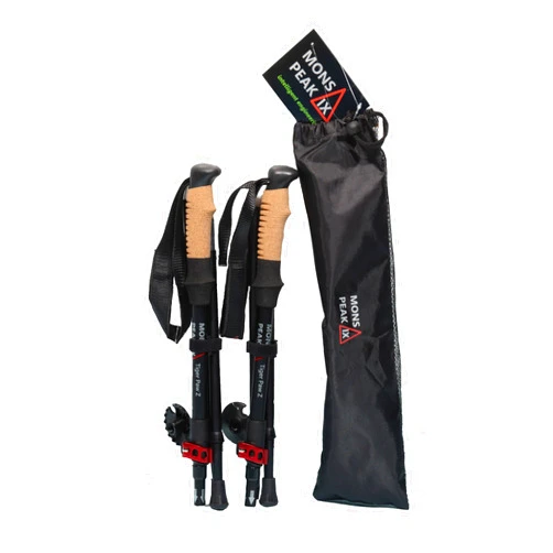 Mons Peak IX Tiger Paw Z Trekking Poles for Hiking, Trail Running, Walking, Snowshoeing - Cork Grip Folding, Collapsible, Adjustable and Lightweight Poles