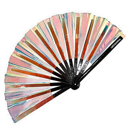Daftboy Fluid Fantasy Iridescent Fan Festival Hand Fan, Black, LASR Exclusive Lucid Warrior Fan