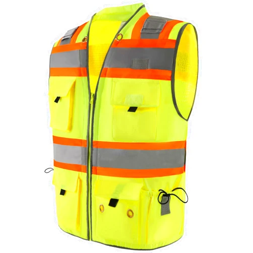 LOHASWORK Surveyor Safety Vest Reflective for Men, Class 2 Safety Vests with Pockets and Zipper High Visibility Vest