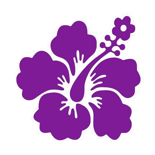 Hill Country Vinyl Hawaiian Hibiscus Flower [Pick Any Color] Vinyl Transfer Sticker Decal for Laptop/Car/Truck/Window/Bumper (5in x 4.7in (Car Size), Purple)