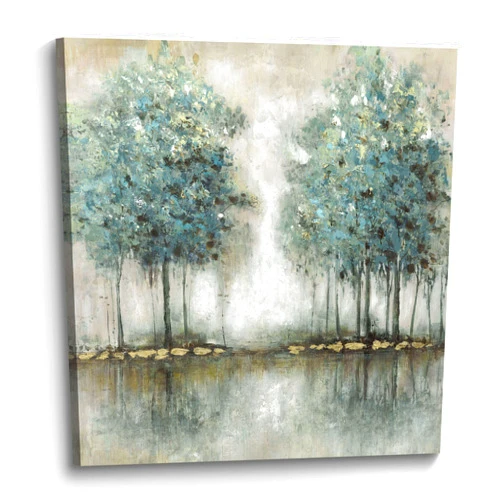 the stream design Tree Painting Canvas Wall Art: Nature Picture Hand Painted Forest Artwork Modern Abstract Textured Landscape Print Decor for Bedroom Living Room Home Office