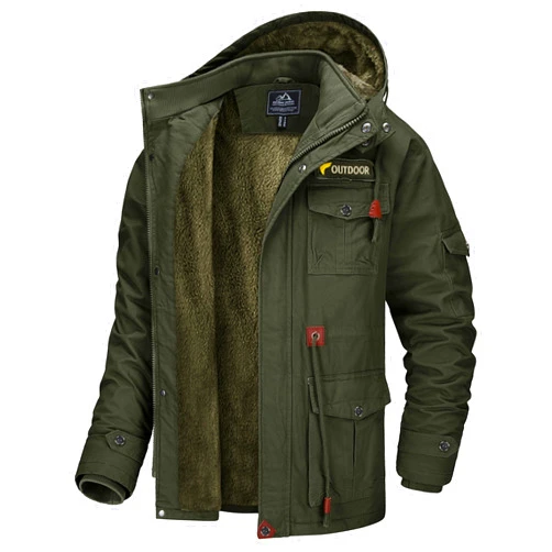 MAGCOMSEN Men's Winter Coat Military Jacket Fleece Lined Parka Cotton Cargo Jacket