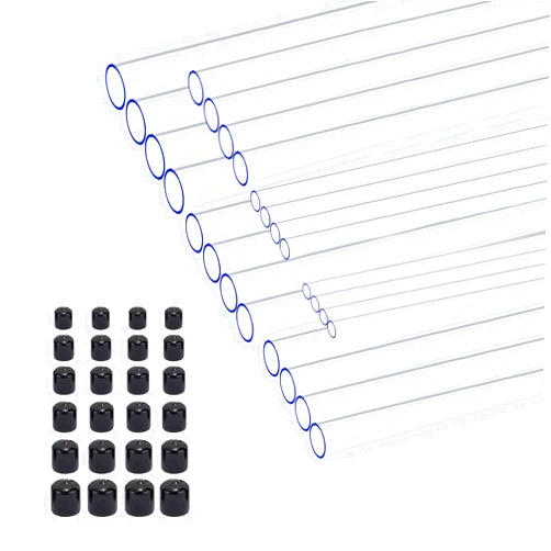BBYPP 24pcs Rigid Tubing Assortment, 4mm 8mm 12mm 16mm 20mm 24mm ID, 1mm Wall thickness, with 24pcs Round Rubber Plugs For DIY and Home Repairs