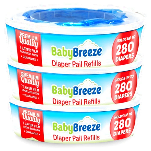 BabyBreeze Diaper Genie Refills for Playtex Diaper Genie and Diaper Pails - 840 Count (3-Pack)