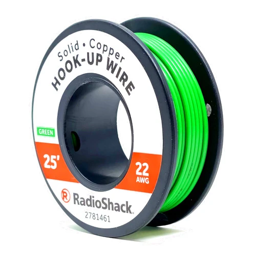 RadioShack 22 AWG Solid Copper Hook-Up Wire - 25' Spool, Green