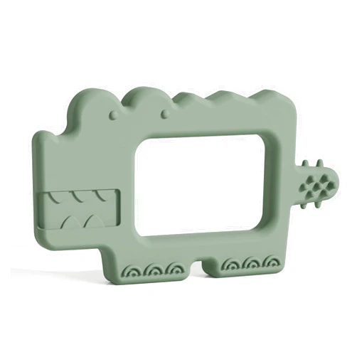 Moonkie Teething Toy, Safe & Easy to Hold BPA Free Silicone Baby Soothing Teethers, Prevent Finger Sucking Teether Toys Best for Babies 0-6 6-12 Months (Crocodile Sage)