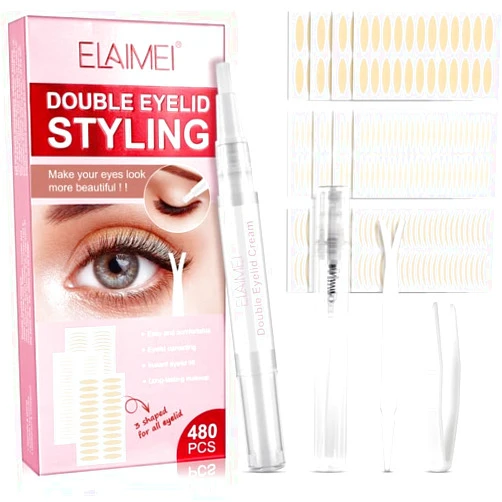 Wishstream 480Pcs Eyelid Strips, Drop Eyelid Lifting Tape, Double Eyelid Stickers, Invisible Eyelid Strips