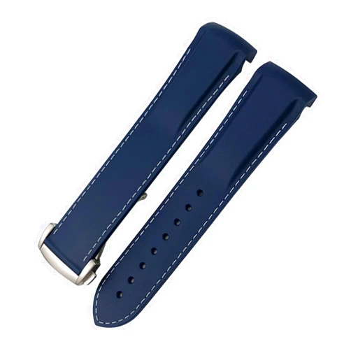 CYSUE Rubber Silicone Watchband 19mm 20mm 21mm 22mm for Longines Hydroconques Conquest VHP Waterproof Sport Watch Strap (Color : Blue White, Size : 21mm)