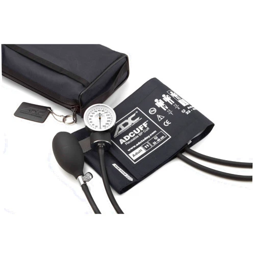 ADC Prosphyg 768BK Professional Pocket Aneroid Sphygmomanometer with Adcuff Nylon Blood Pressure Cuff and Matching Carrying Case, Adult, Black