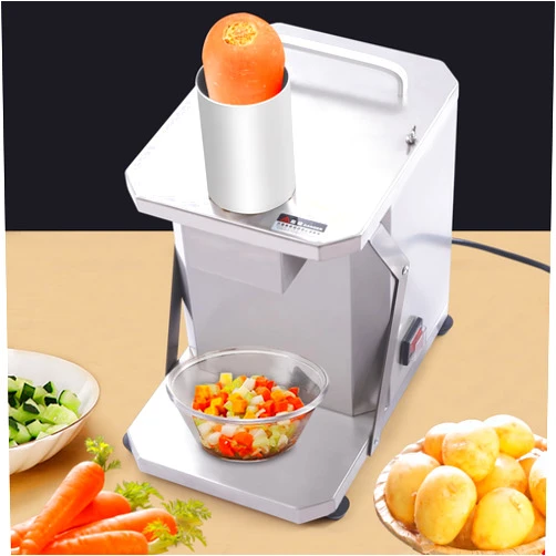 REHOUPTU Electric Automatic Dicer, 110V 200W Commercial Vegetable Dicer, High Efficiency Heavy Duty Fruit Cubes Cutter with Large Feed Open, Use for Restaurant, Canteen, Fruit shop