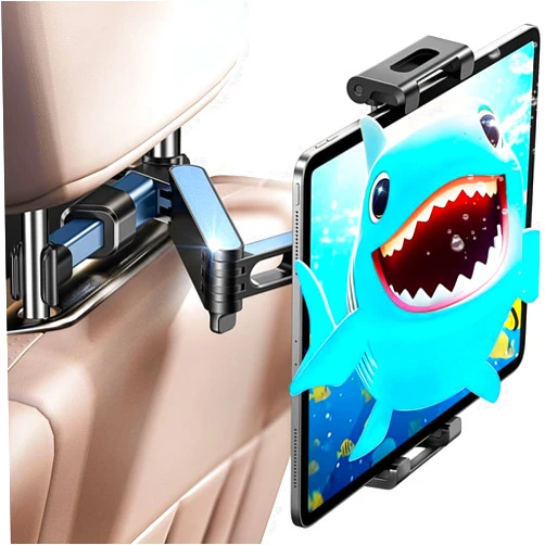 LMADFLY Car Headrest Tablet Holder - Extendable iPad Mount for Backseat - 360 Rotating Travel Stand Fits 4.7-12.9