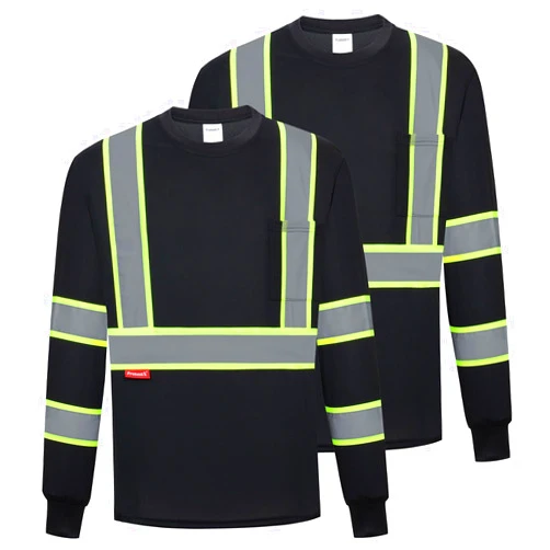 ProtectX High Visibility Long Sleeve Shirts Reflective Hi Vis Safety Shirt for Men Class 2 Work Shirt for Construction 2 Pack