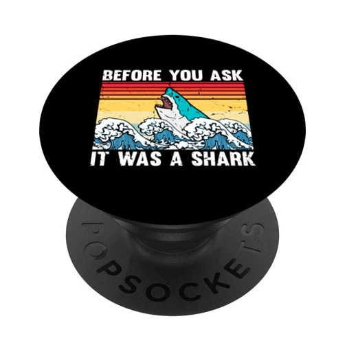 Retro Amputated Statements Sarcastic Graphic Gag Vintage Ironically Asking Amputees Shark Illustration Puns PopSockets Swappable PopGrip