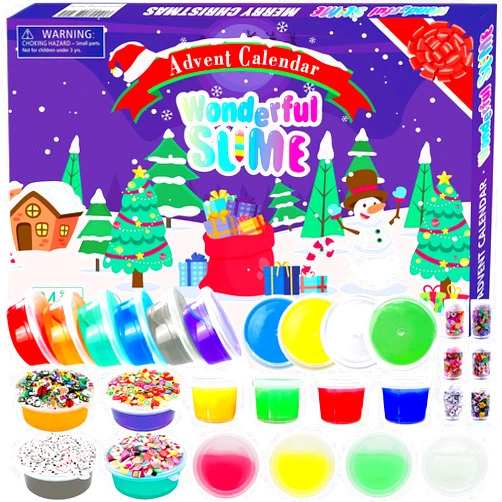 PANSHAN Fidget Advent Calendar 2023 Crystal Slime Christmas Countdown Calendar Toys Holiday Set 24 Days Xmas Surprise Gift Toys for Kids Girls Boys Ages 3 4 5 6 7 8 9+