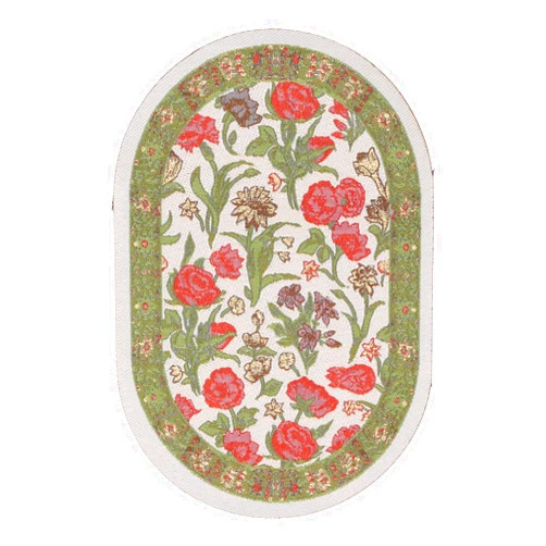 Shenruifa 1/12 Miniature Rug Mini Vintage Woven Carpet Dollhouse Decoration Accessories Oval (B01 Green Leaf Flower)