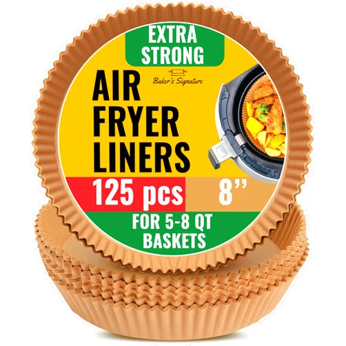 Baker's Signature Air Fryer Liners for Ninja, 125 Pcs Round Disposable Airfryer Paper Liners – Non-Stick and Oil Proof for Easy Cleanup, Great for Oven, Pans & Baking – 8 Inch for 5-8 qt Basket by Baker's Signature