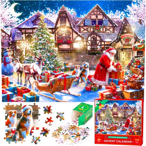 Alagoo Christmas Puzzle - Santa's Workshop, 1008 Pieces Christmas Jigsaw Puzzles, Puzzles for Adults Kids Xmas Gifts for Boys Girls Teens Adults
