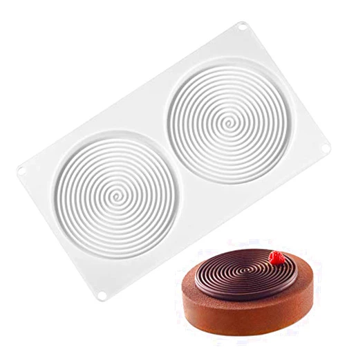 Darnell Nehemiah Spiral Shape Silicone Mold 6 Holes Peach 3D Cake Moulds Mousse for Ice Creams Chocolate Pastry Bakeware Dessert Art Pan (2 Holes)