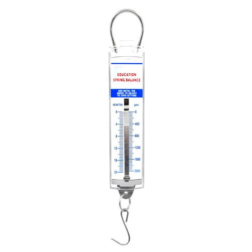EISCO Premium Spring Balance, 0-2000g / 0-20N - High Resolution, Dual Transparent Scale, Newtons & Grams - Zero Calibration Capability - Acrylic Body