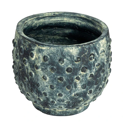Creative Co-Op Distressed Terra Cotta Hobnail Planter, Black