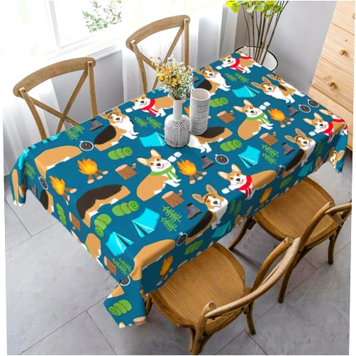 YQxwJL Corgi Print Table Cloth, Kitchen Dining Tabletop Decoration, Fabric Table Cover for Outdoor Indoor Use