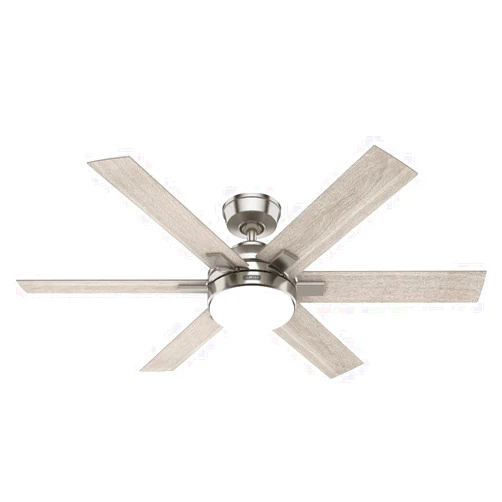 Hunter - Georgetown Indoor Ceiling Fan With Light, Remote Control, 52-inch, Modern-style, 6-speed DC Motor, Express Install, for living rooms, bedrooms, home offices, kitchens (Brushed Nickel)