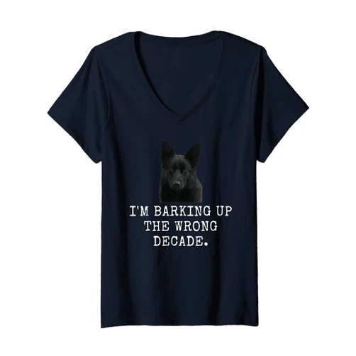 French Bulldog Mom and Frenchie Dad Dog Lovers App Womens I'M Barking Up The Wrong Decade. Funny Dog Dad and Dog Mom V-Neck T-Shirt