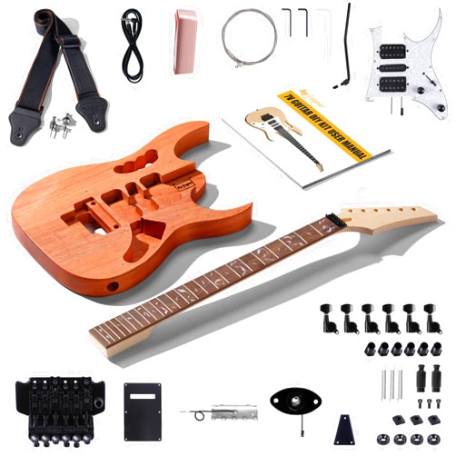 Leo Jaymz DIY Electric Guitar Kits in IBZ Style - Mahogany Body and Maple Neck - All Components Included (7V)