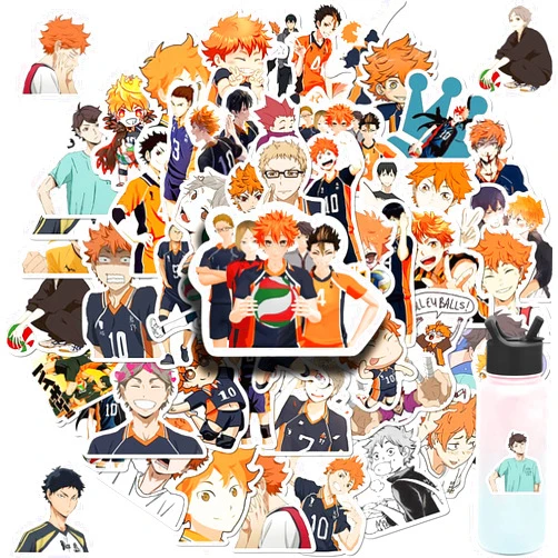 LHST 52Pcs Haikyuu!! Stickers for Water Bottles,Gifts Cute Manga Stickers,Classic Japanese Anime Stickers for Laptop,Bumper,Water Bottles,Computer,Phone,Hard hat,Car Stickers and Decals (Haikyuu!!)