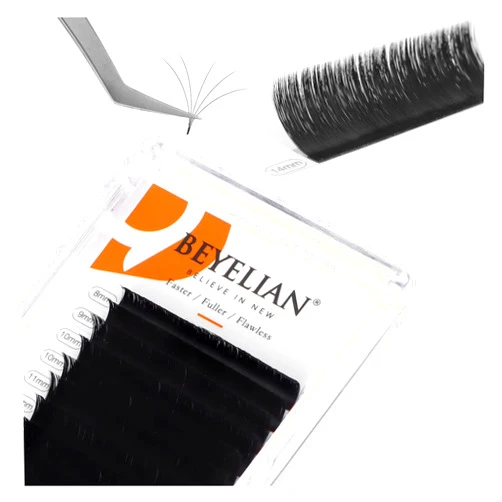 BEYELIAN Volume Lash Extensions, Easy Fan Eyelash Extensions, 0.03 D Curl 8-15mm Mixd, Self Fanning Individual Lashes, Semi-permanent Long Lasting Blooming Lashes for Professional Salon Use
