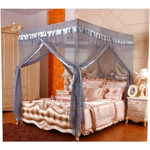 Mengersi Gray Canopy Bed Curtains Mosquito Net Bed Drapes for Queen Bed