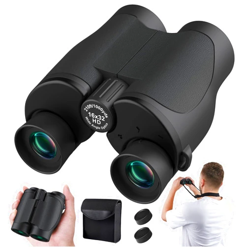 Aurosports 16x32 Compact Binoculars for Adults and Kids - High Powered Small Binoculars with Low Light Vision - Easy Focus Lightweight Binoculars for Bird Watching Hunting Travel Hiking