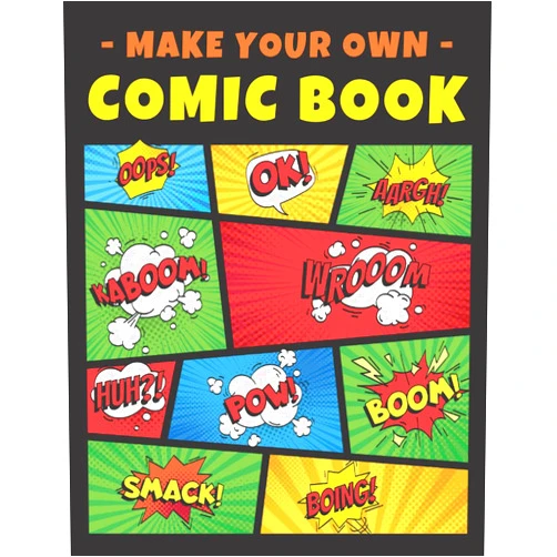 Comic Heroes Studio Make Your Own Comic Book: Blank Comic Book Templates for Kids Teens & Adults w/ Variety of Templates | Create & Draw Your Own Comic Strip Book Pages ... Colorful Minimal Black Cover (Large 8.5”x11”)