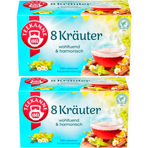 Teekanne - 2x 8 Kraeuter (8 Herbs) Tea Bags 40g (Two Boxes, 20 Tea Bags)